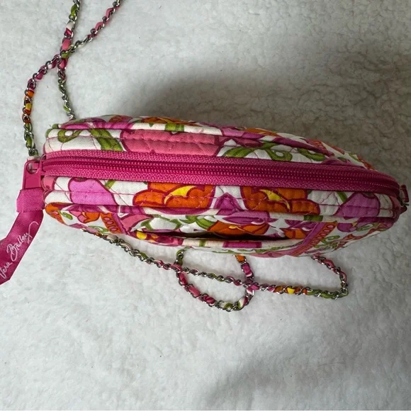 Vera Bradley Quilted Floral Mini Crossbody Bag Pink Green Phone Purse - Picture 6 of 10
